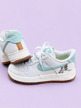 Nike Airforce “Fig 1” Sneakers with Blue Swoosh and Lavender Embroidery